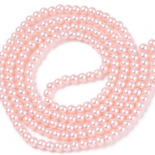20 perles nacrées en verre - 4 mm - rose clair - rose tendre (pnv04roc)