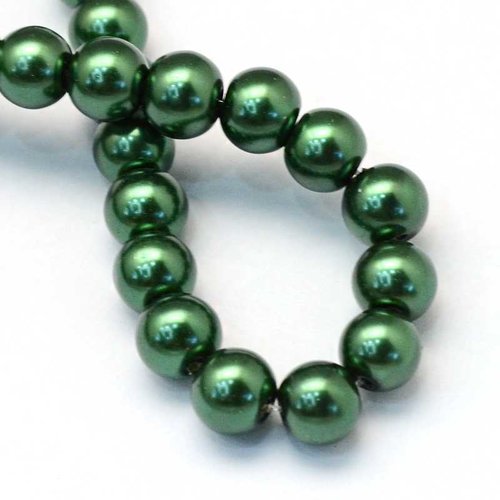 20 perles nacrées en verre - 4 mm - vert foncé (pnv04vf)