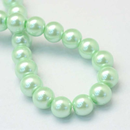 50 perles nacrées en verre - 3 mm - vert opaline - vert pâle (pnv03vop)