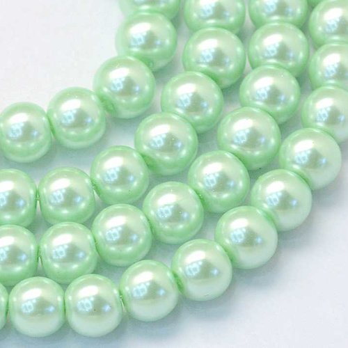 30 perles nacrées en verre - 6 mm - vert opaline - vert pâle (pnv06vop)