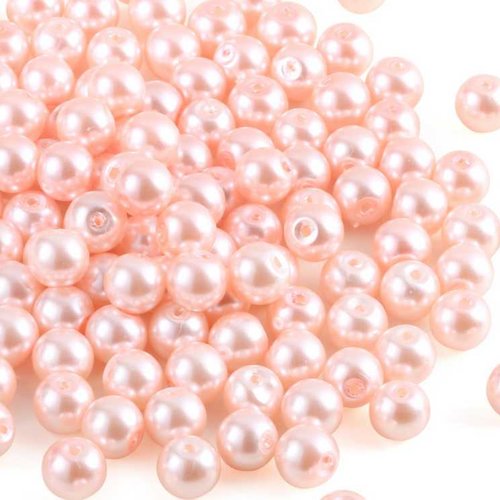 10 perles nacrées en verre - 6 mm - rose clair - rose chair (pnv06roch)