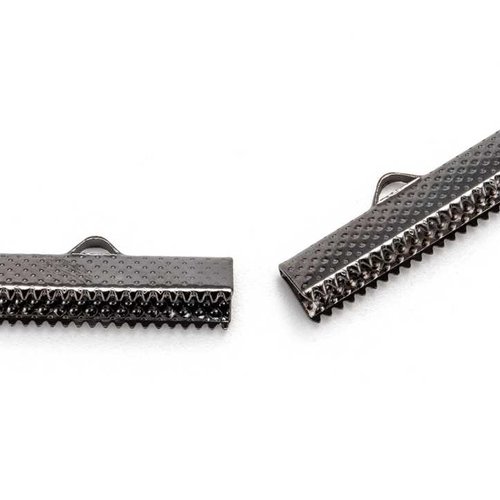 10 fermoirs-griffe - 25 x 8 mm - couleur gunmetal - noir anthracite - attaches ruban - pinces - mâchoires (fg25gm)