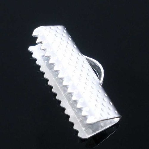 10 fermoirs-griffe - 20 x 8 mm - argenté - attaches ruban - pinces - mâchoires (fg20a)