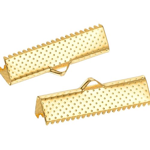 10 fermoirs-griffe - 25 x 8 mm - doré - attaches ruban - pinces - mâchoires (fg25d)