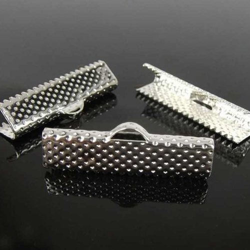 5 fermoirs-griffe - 30 x 8 mm - argenté - attaches ruban - pinces - mâchoires (fg30a)