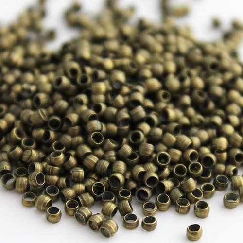 50 perles à écraser - 2 mm - couleur bronze vieilli - perles de serrage - à sertir - à coller (pae02ba)