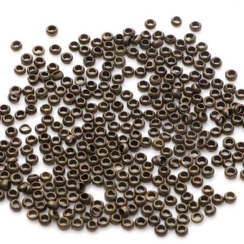 50 perles à écraser - 2.5 mm - couleur bronze vieilli - perles de serrage - à sertir - à coller (pae2.5ba)