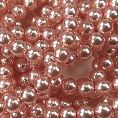 20 perles nacrées en verre - 8 mm - brun rosé - brun pêche - beige rose (pnv08brr)