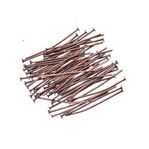 50 clous à tête plate - 30 mm - couleur cuivre rouge - tiges à tête plate - clous-tiges (cttp30cr)