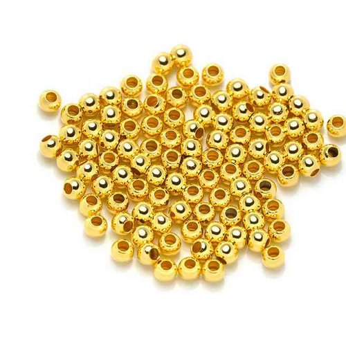 50 perles à écraser - 3.5 mm - doré - perles de serrage - à sertir - à coller (pae3.5d)
