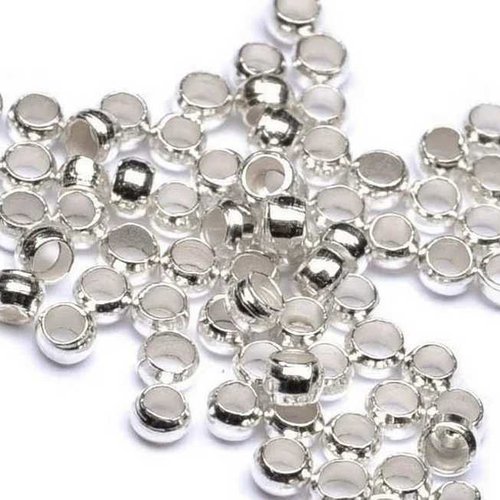 30 perles à écraser - 4 mm - argenté - perles de serrage - à sertir - à coller (pae04a)