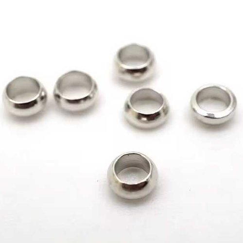 30 perles à écraser - 4 mm - couleur argent mat - perles de serrage - à sertir - à coller (pae04am)