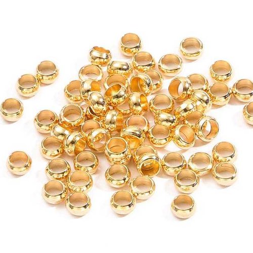 30 perles à écraser - 4 mm - doré - perles de serrage - à sertir - à coller (pae04d)