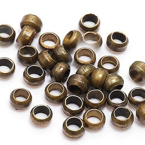 30 perles à écraser - 4 mm - couleur bronze vieilli - perles de serrage - à sertir - à coller (pae04ba)