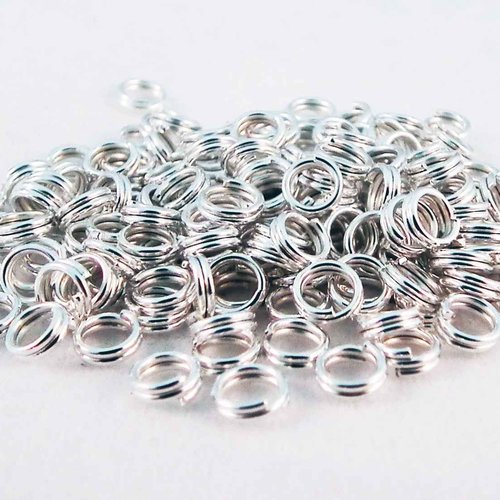 50 anneaux doubles ouverts - 4 mm - argenté - anneaux de jonction - ronds (ado04a)