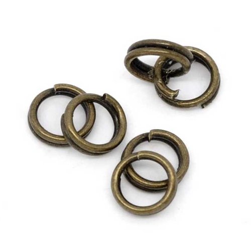 50 anneaux doubles ouverts - 4 mm - couleur bronze vieilli - anneaux de jonction - ronds - (ado04ba)
