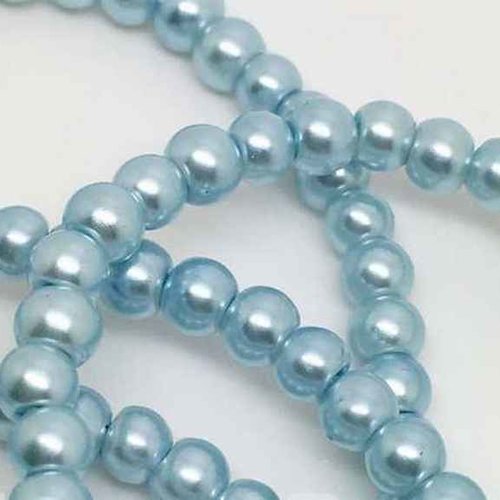 20 perles nacrées en verre - 3 mm - couleur bleu glacier - ice blue (pnv03blgl)