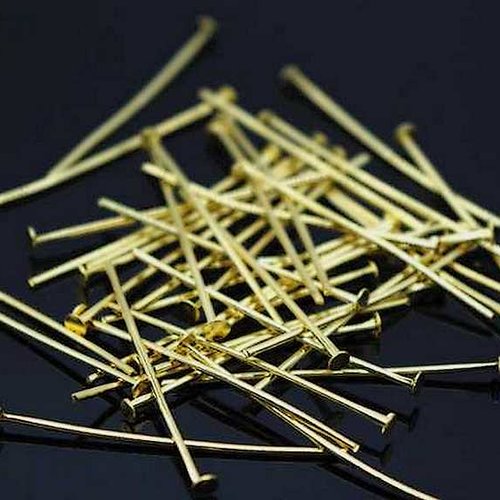 20 clous à tête plate - 40 mm - doré - tiges à tête plate - clous-tiges (cttp40d)