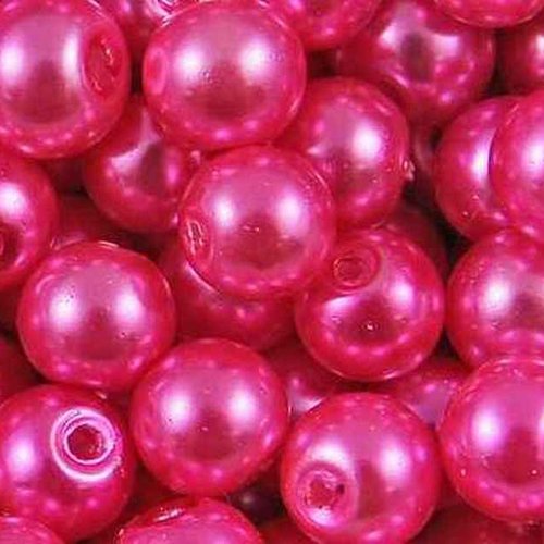 20 perles nacrées en verre - 8 mm - rose fuchsia (pnv08f)