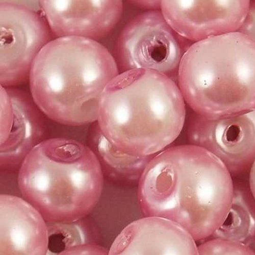 20 perles nacrées en verre - 8 mm - rose (pnv08ro)
