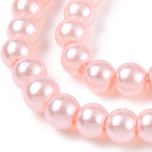 20 perles nacrées en verre - 8 mm - rose pâle - rose clair (pnv0roc)