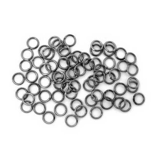 50 anneaux simples ouverts - 5 mm - couleur gunmetal - noir anthracite - anneaux de jonction - ronds (aro05gm)