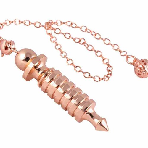 1 pendule égyptien isis en métal - pendule divinatoire - couleur doré rose - pendentif - avec chaîne dorée rose (pm-egi03)