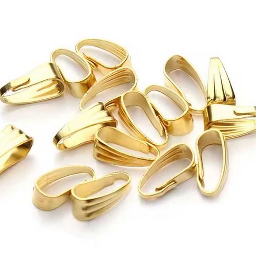 10 attaches pendentifs - 6 x 2 mm - doré - bélières triangles à pendentifs - fermoirs pinces - connecteurs pour cordon - clips ap06d