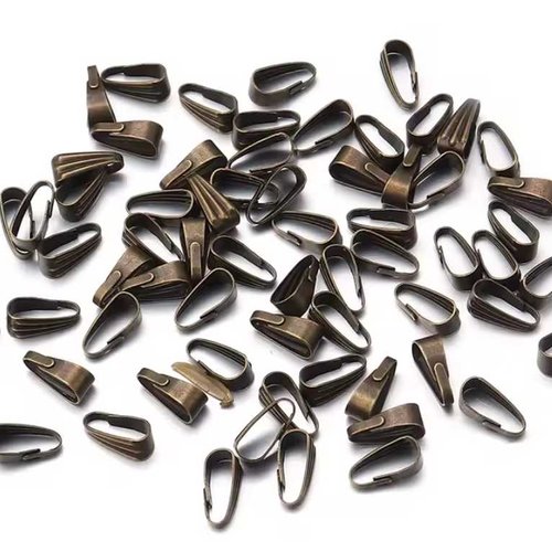 10 attaches pendentifs - 6 x 2 mm - bronze - bélières triangles à pendentifs - fermoirs pinces - connecteurs pour cordon - clips ap06ba