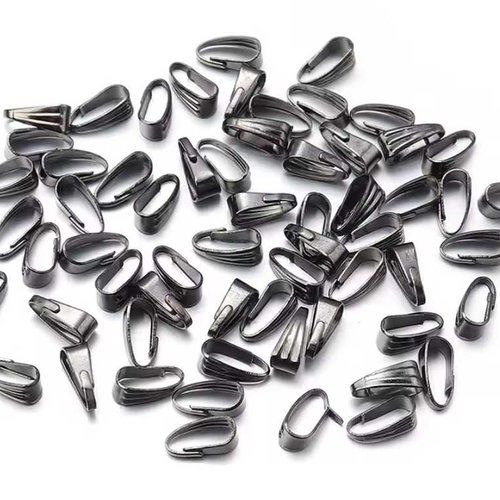 30 attaches pendentifs - 6 x 2 mm - gunmetal - bélières triangles à pendentifs - fermoirs pinces - connecteurs pour cordon - clips ap06gm