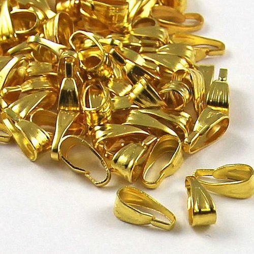 10 attaches pendentifs - 8 x 4 mm - doré - bélières triangles à pendentifs - fermoirs pinces - connecteurs pour cordon - clips ap08d