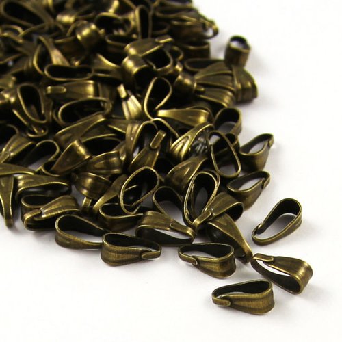 30 attaches pendentifs - 8 x 4 mm - bronze - bélières triangles à pendentifs - fermoirs pinces - connecteurs pour cordon - clips ap08ba
