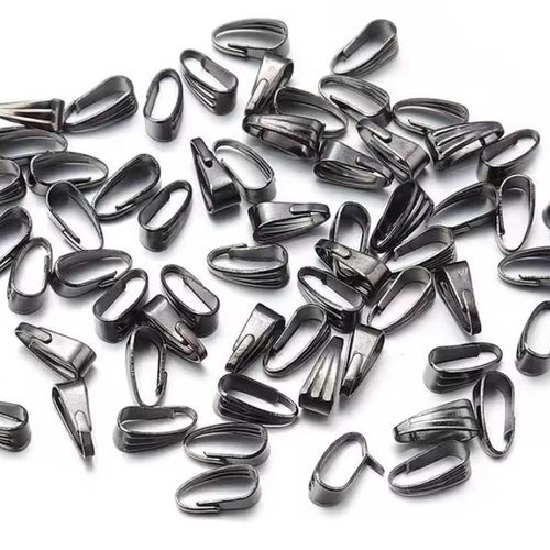 30 attaches pendentifs - 8 x 4 mm - gunmetal - bélières triangles à pendentifs - fermoirs pinces - connecteurs pour cordon - clips ap08gm