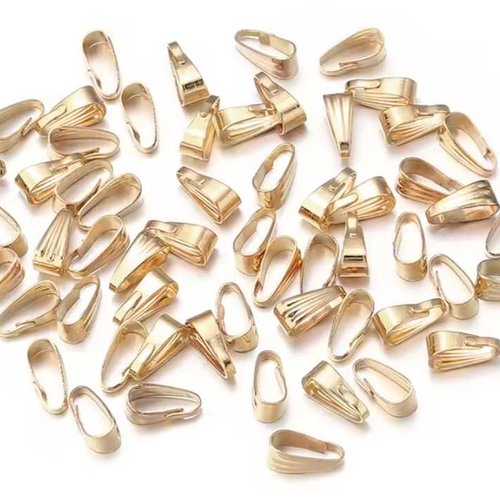 10 attaches pendentifs - 9 x 4 mm - doré - bélières triangles à pendentifs - fermoirs pinces - connecteurs pour cordon - clips ap09d