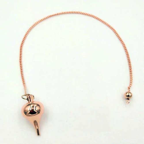1 pendule / pendentif en métal - goutte luzi - couleur doré rose - pendule divinatoire - pendentif - avec chaîne dorée rose (pm-g03)