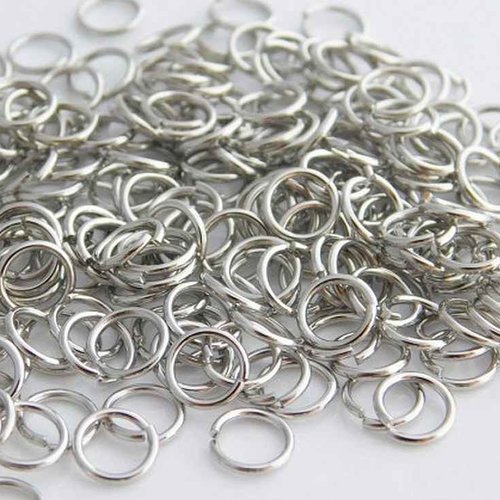 100 anneaux simples ouverts - 7 mm - couleur argent mat - anneaux de jonction - ronds (aro07am)