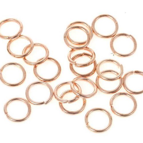 100 anneaux simples ouverts - 7 mm - couleur doré rose - anneaux de jonction - rond  (aro07dr)