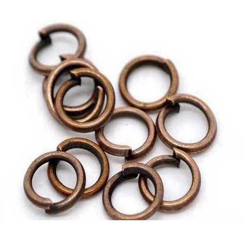50 anneaux simples ouverts - 7 mm - couleur cuivre rouge - anneaux de jonction - ronds (aro07cr)