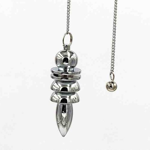 1 pendule égyptien isis osiris avec pointe - cuivre chromé - pendule divinatoire - pendentif égyptien - avec chaîne (pm-egio06)