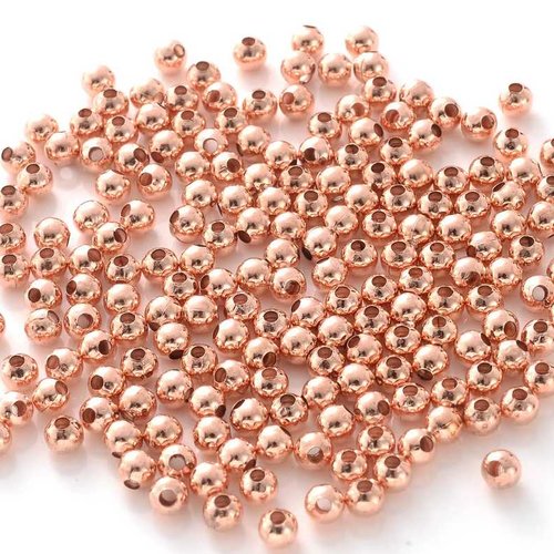 50 perles métal - 3 mm - doré rose - intercalaires - perles métalliques - rond (pm03dr)