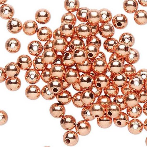 50 perles métal - 4 mm - doré rose - intercalaires - perles métalliques - rond (pm04dr)