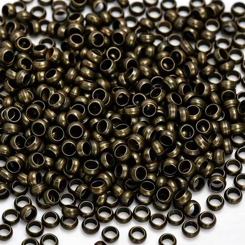 50 perles métal - 3 mm - couleur bronze vieilli - rondelles lisses - intercalaires - perles métalliques (pm03ba)