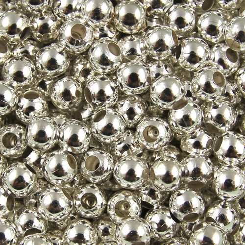 20 perles métal - 5 mm - argenté - rond - intercalaires - perles métalliques (pm05a)