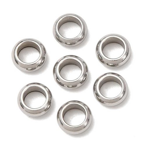 10 perles métal - 5 x 2 mm - acier inoxydable 304 inox - couleur argent acier - rondelles - intercalaires - perles métalliques (pmr05in)