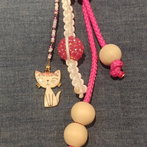 Porte-clés, grigri de sac, embellissement de sac rose