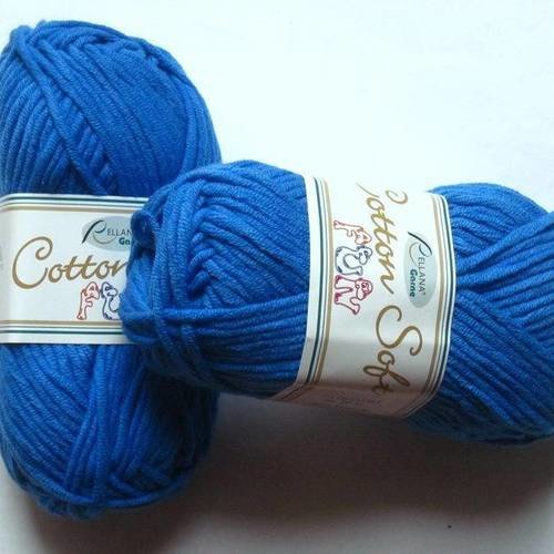 5 pelotes cotton soft bleu royal 422 rellana