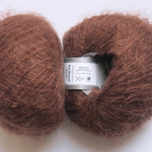 7 pelotes kid mohair classic marron 49504