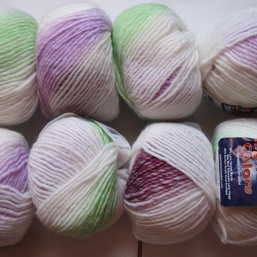10 pelotes bayadère laine mérinos  righe di colore 664 mondial