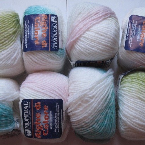 10 pelotes bayadère laine mérinos  righe di colore 657 mondial