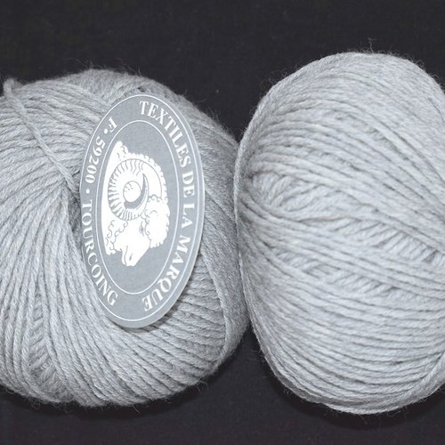 5 pelotes laine  lana gris flanelle 10 textiles de la marque